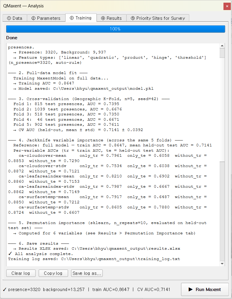 Training log for the harmonized Ariolimax stack