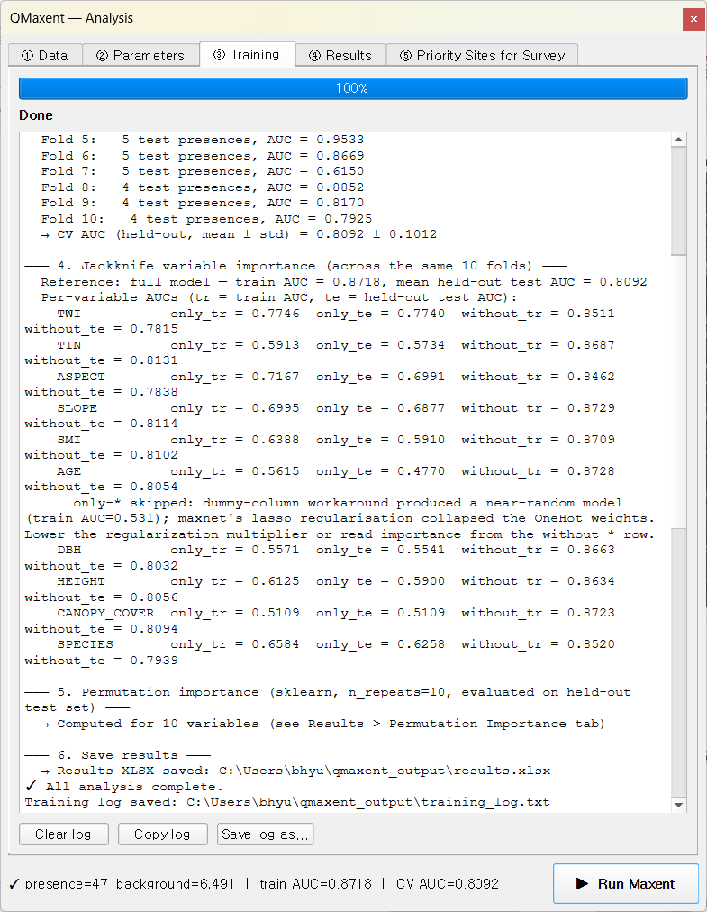 Training log for Pitta nympha — Lee-matched configuration